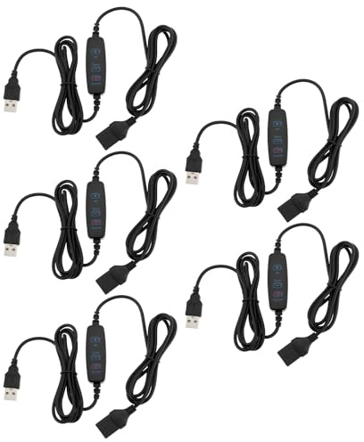 ECSiNG 5 Stück DC5V LED-Streifen-Dimmschalter mit 3-Tasten-USB-Buchse auf Stecker-Erweiterung 10-stufiges Dimmlicht Geeignet für Schreibtischlampe