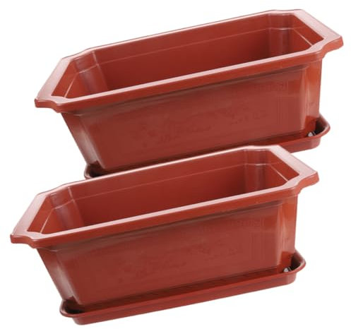 Alasum 2Sätze Großer Rechteckiger Bonsai mit Untersetzer Eleganter Kunststofftopf für Garten und Zimmerdekoration für Pflanzenanzucht und Hydrokultur