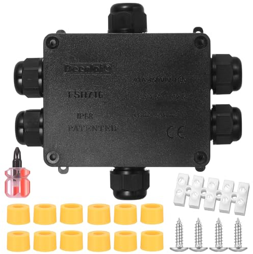 Cajas de Conexiones Impermeable IP68,con Destornillador Cajas de Empalmes de Conector de Cable Estanca Exterior Electrica para Cables Ø4mm-12mm Electricos (6 Vías)