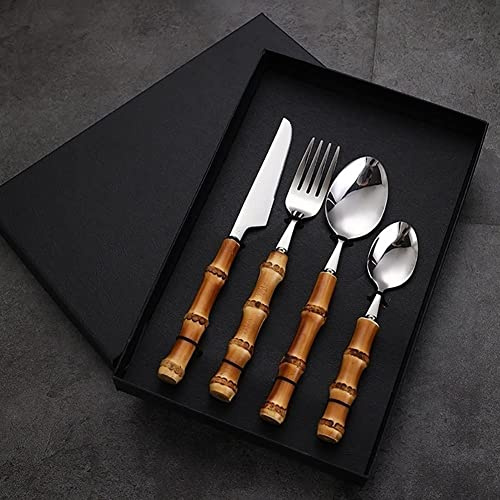 YHEIANJ Set di Posate per 12 Persone, 48 Pezzi, Posate in Acciaio Inossidabile con Scatola portaoggetti Portatile，Black Box