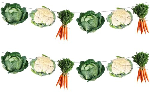 ping pong balls 12Pcs Vegetable Garden Bunting Cabbage Carrot and Cauliflower Motifs Vegetable Garden-Themed Party Decorations Suitable for Celebrations Harvest Festivals Party Decorations