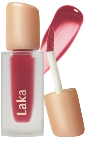 Laka Fruity Glam Tint, 4.5g/0.15 oz., Glowing Lip Stain with Wide Color Spectrum, Hydrating & Lightweight Texture, Long-Lasting Bold Stain, Non-Sticky, Vegan, K-Beauty (#128 Rose)