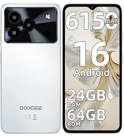 DOOGEE Note 56(2025) Android 16 Telefonos Moviles Libres - 64GB+2TB Telefono Movil, Batería 6150mAh Smartphone, 6.56 HD+ 90Hz Moviles, 24GB RAM Telefonos, 4G Dual SIM/8.45mm/Face ID/GPS/3.5mm Jack