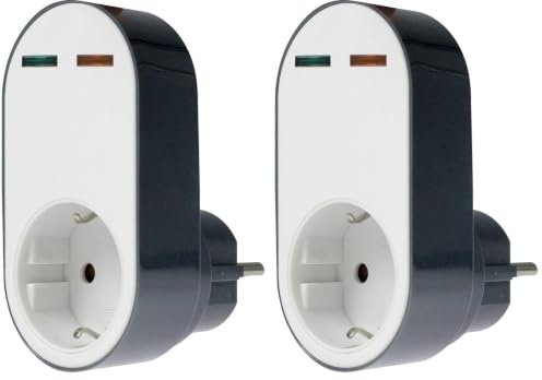 as - Schwabe 18611 Adaptateur parafoudre Professionnel Flash Prise avec Protection Contre Les surtensions 230 V Blanc/Noir (Lot de 2)