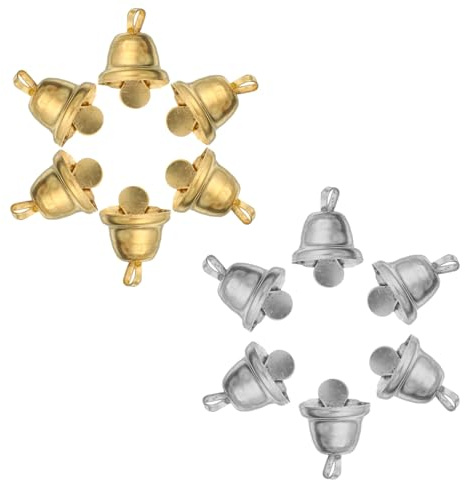 TOYZFRIENDY 200 Stück Weihnachtsglöckchen 10mm Gold Silberne Christbaumglocken aus Metall Bastelglöckchen für Selbstgemacht Dekoration Windspiele Weihnachtskranz Zubehör