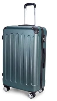 Boleedy Handgepäck Koffer, Leichter Trolley Reisekoffer, 55x36x21 cm, Hartschalen Koffer, Reisekoffer Kabinenkoffer mit, Zahlenschloß (DUNKELGREEN, M)