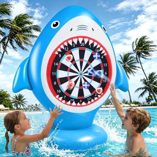 EFFILUMLUX Juegos Piscina Niños, Diana Inflable Piscina - 10 Pelotas Adhesivas, Juego Dardos Inflable, Juego Lanzamiento Niños Adultos, Piscina Juego Piscina Infantil Familia Exterior (Sin Luces)