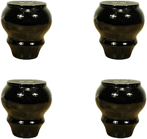VUIKLCty Pieds de Meubles Ronds en Bois 4 pièces, Pieds de Table en Bois Massif Pieds de Meuble de Table Basse for Meuble TV(Black)