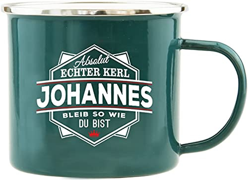 History & Heraldry Echter Kerl - Emaille Becher Johannes - individuelle und personalisierte Tasse mit Name und Spruch