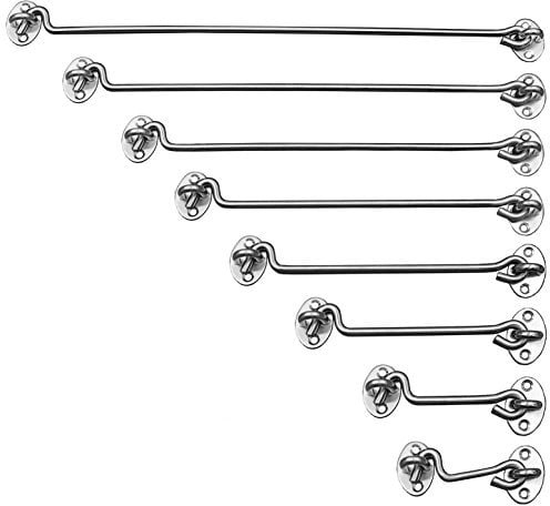 Edelstahl Sturmhaken/Türhaken – in 8 Größen wählbar – rostfrei & stabil – Türfeststeller für Fenster, Tore, Garten- & Innentüren (32cm)
