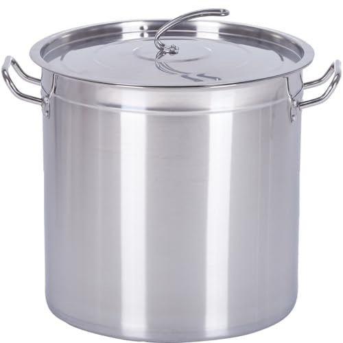 Euro Tische - Großer Suppentopf - Ø 50 x 50 cm, 100L, Edelstahl, Gebürstet, Kochtöpfe, 1 Topf inkl. Deckel, Ideal für ALLE Herdarten & große Küchen