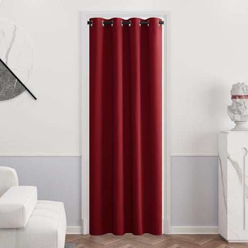 PONY DANCE Rideau Thermique Salon - Décoration de Fenêtre Rideaux Draperies Occultants Isolation Réduire du Bruit Economiser l'énergie pour Noël, L 140 x H 240 cm, 1 PC, Rouge Foncé