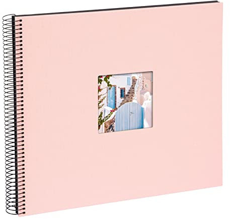 goldbuch 25 622 Spiralalbum mit Bildausschnitt, Bella Vista, Foto Album 35 x 30 x 1,5 cm - Spirale ⌀ 2,8 cm, Erinnerungsalbum aus Leinen, 40 schwarze Seiten, Fotobuch zum Selbstgestalten, Rosé
