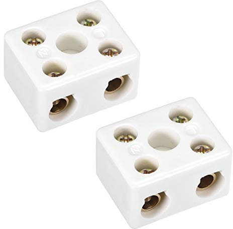 sourcing map 2 Stück Keramikklemmen Klemmenblöcke 2 Wege Hochtemperatur Porzellan Steckverbinder 39x31.5x23mm