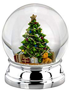 Hermann Bauer jun. Kollektion Schneekugel Weihnachtsbaum Klassisch, Glas mit Silberplating, Farblos, Ø 10,0 cm, Höhe 12,0 cm