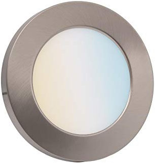 LED Ein-/Aufbaustrahler CCT 6W, runde Form mit Durchmesser 141 mm, dimmbar, Silber-farbiger Abdeckring, Innenbeleuchtung, Deckenstrahler