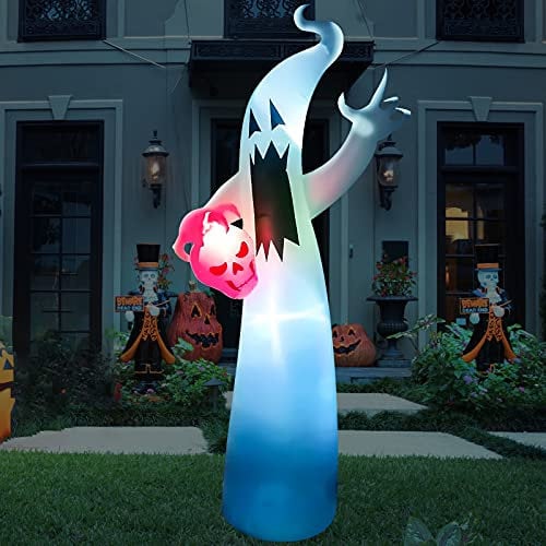 EBANKU 7,87 ft Outdoor Halloween Dekorationen, aufblasbare Garten GeisterschädelSchilder, Explosive Garten Rasen Halloween Dekorationen