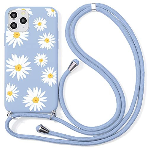 Yoedge 2 in 1 Handykette Handyhülle für Apple iPhone 13 mini 5,4 hülle,Silikon Motiv mit Kordel zum Umhängen,Verstellbarer Necklace,Vollkörperschutz Stoßfest Phone Cover für iPhone 13 mini,Blume 3