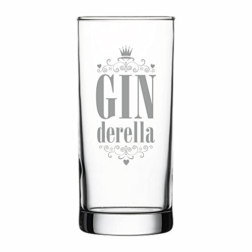 4you DESIGN Gin Glas mit lustigem Spruch | Ginderella! | Geschenkidee für Männer und Frauen | Geschenk zum Geburtstag, Weihnachten, Valentinstag, Vatertag oder zur Hochzeit | Füllmenge 485 ml