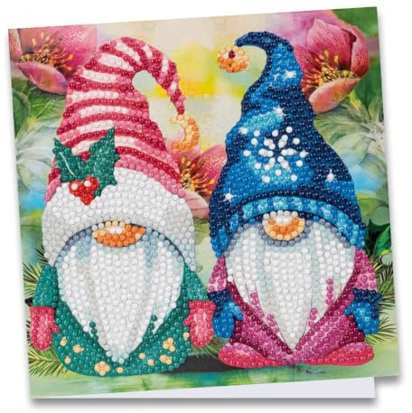 Ideen mit Herz Diamond-Painting-Grußkarte | 16 cm x 16 cm | 370 g/m² | Inkl. Umschlag & Werkzeug (Wichtelpaar)