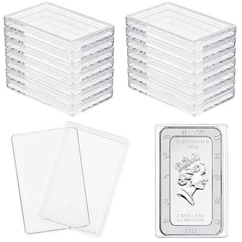 FINGERINSPIRE 18 Stück Silberbarrenetui 56x36mm Acryl Silberbarrenhalter Klarer Aufbewahrungsbehälter Kompatibel mit Silberbarrenbox für 1oz Silberbarren 1 Troy Ounce Bar