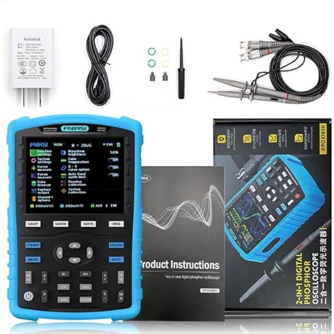 QDTimes Oscilloscope FNIRSI DPOX180H Handheld Dual Channel Digital Oscilloscope 180MHz-3DB 2 In 1 Function Signal Generator Fluorescence Display ZOOM