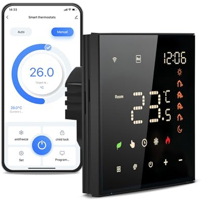 Chatthen Termostato inteligente, panel táctil de cristal, función de programación y multihabitación, sin hubless, compatible con Apple HomeKit, Amazon Alexa, Google Assistant