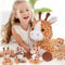 MorisMos 55cm lang riesen Giraffe Kuscheltier groß, Giraffe Stofftier XXL mit 4 Plüschbaby im Bauch, liegend Plüsch Hirsch Rehteddy,Geschenk Kinder Mädchen Jungen