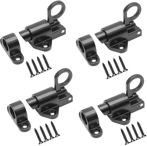 Türriegel,Federverriegelung,Automatische Türriegel,Bounce Türriegel,Spring Bounce Türschraube,Mit Schrauben,Geeignet für Fenster, Schuppen, Tor, Toilette, WC Schlafzimmer (4 Stk Schwarz)