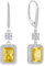 FJ Quadrat Prinzessschliff Hängend Ohrringe Damen 925 Sterling Silber Solitaire Halo Citrin Ohrringe November Geburtsstein Schmuck Geschenke für Frauen