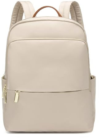Vmokki Damen 14 Zoll Laptop Rucksack Wasserabweisend Anti Diebstahl Elegant Tagesrucksack für Arbeit Schule Reise Uni Rucksäcke Arbeitsrucksack Frauen Business (Beige)