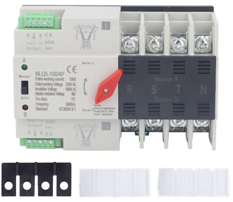 Interruptor de Transferencia Automática de Doble Potencia Interruptor de Control de Conmutación Rápida 4P Contacto Plateado AC 220V Controlador de Sincronización de Conmutación