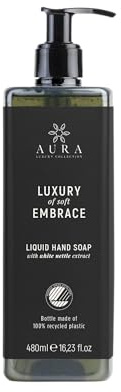 Aura Luxury Collection Kit 12 Sapone Liquido da 480 ML all'Ortica Bianca + Staffa Antieffrazione Con Viti!