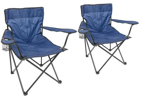 Harbour Housewares Folding Camping Chairs - Navy - Pack of 2 - Canvas Outdoor Lawn Seat for Picnic, Garden, Beach, Hiking, Fishing