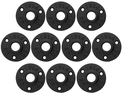 Bohaner Rohrflansch Flansch 10 Stück 1/2 mit 3 Löchern BSP Metallgewinde Flansch Rohrhalterung für Industrierohre, Möbel, Bar, Restaurant, Hotel und DIY Handwerk Deko
