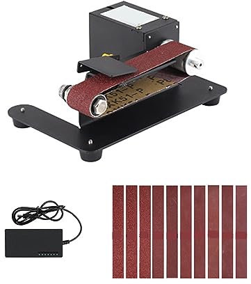Lijadora de banda de velocidad ajustable Mini lijadora de banda de 250W, amoladora de banco eléctrica, máquina de lijado, Control ajustable de 7 velocidades, amoladora pequeña, máquina pulidora para t