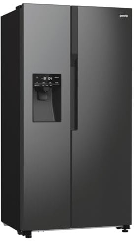 Gorenje NRR9185ESBXL Side by Side Kühl-Gefrierkombination/NoFrost Plus/Inverter Kompressor/Wasser- und Eiswürfelspender/SensoTech / 178,6 cm/Kühlteil 376 l/Gefrierteil 190 l/Schwarz