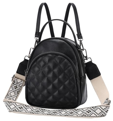 VX VONXURY Mini Rucksack Damen Kunstleder, 2-in-1 Cityrucksack | veganes Kunstleder, wasserfest,abnehmbare Gurte,4 Fächer, Kopfhörer-Durchgang, Arbeit, Schule, Reisen, junge Frauen, Elegant
