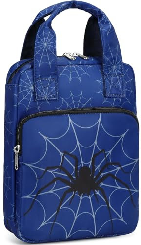 Bibelhülle für Jungen, Kinder, Bibelhülle, Büchertasche, Kirchentasche, Bibelschutz mit Reißverschlusstasche, Spinne Blau