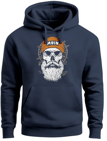Neverless® Hoodie Herren Moin Skull Windrose Kompass Totenkopf Frontprint Männer Fashion Streetstyle