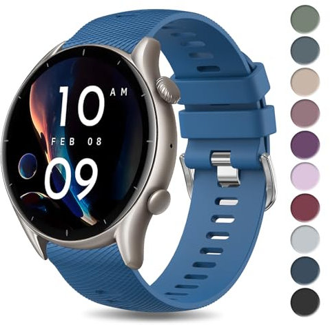 Vancle Cinturino per Amazfit GTR 3 /GTR 2e /Amazfit Stratos 3 /Stratos 2 /Stratos, 22mm Cinturini in Silicone Sportivo per Amazfit GTR 3 Pro/GTR 4 /GTR 47mm