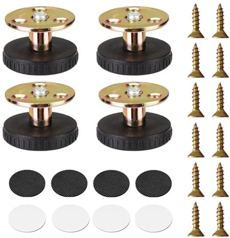 MOVKZACV 4 Stück Verstellbare Möbelfüße, 27-40 mm Höhenverstellbare Möbelfüße mit Montagezubehör, 2 Installationsarten, für Schrank Bettfuß Sofas Tische Mechanische Ausrüstung