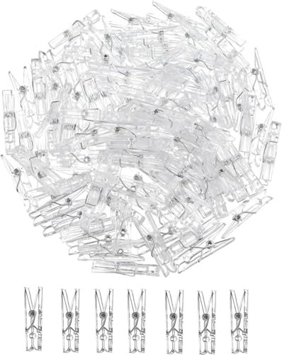ZMDMAH 100 Pcs Mini Pince a Linge, 3 x 25 mm Chevilles Transparentes Clips, Photo Chevilles à Vêtements Pince Plastique pour Artisanat Art Bricolage Fête Décoration Mariage