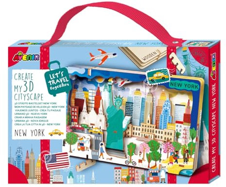 Avenir 6305080 3D Städte-Bastelset, New York, Stadt Miniaturpuzzle, DIY Holzpuzzle, Deko-Geschenk für Erwachsene und Kinder ab 6 Jahren