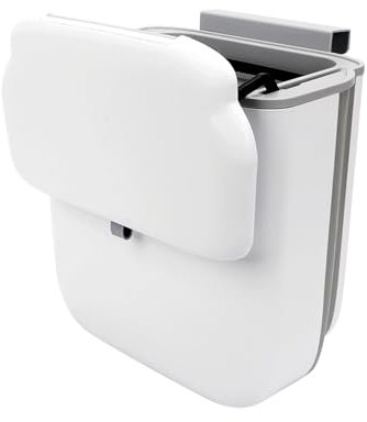 BigKing Pattumiera Pieghevole da Cucina da Appendere Con Copertura Scorrevole, 10 L Cestino Pieghevole per Rifiuti, Due Modi per Aprire, Tre Metodi di Installazione, Per Sedili Auto, Cucine, Bagno