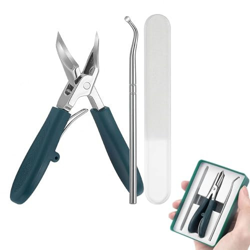Eagle Beak Beveled Nail Clippers, Toenail Clippers for Thick Toenails, Ergonomic Ultra Sharp Nail File, Wide Jaw Slant Edge Anti-Splash Fingernail Clipper