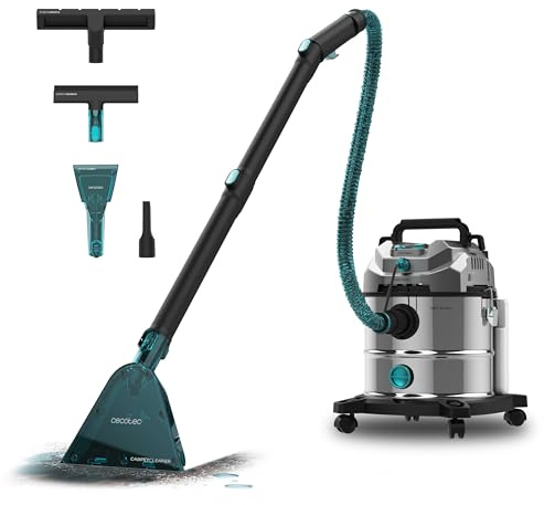 Cecotec Aspirapolvere Solidi, Liquidi, Tappezzerie e Tappeti con Cavo Conga CarpetClean 20000 Pro Ultra. 1600W, 21kPa di Potenza, Funzione 2 in 1, Capacità 20L, Kit Accessori, Raggio d'Azione 7m