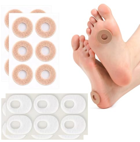 YAZWUR 24 pièces anneaux protecteurs contre les cors, pansements de soin des pieds, coussinets pour callosités, pansements anti-pression pour pieds, anneaux pour cors et callosités (teinte chair)
