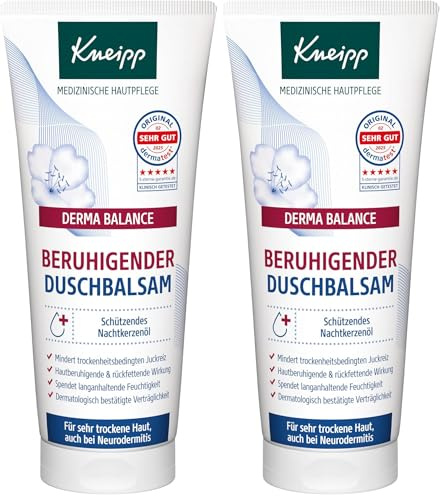 Kneipp DERMA BALANCE Beruhigender Duschbalsam - Medizinische Hautpflege - Für sehr trockene Haut, auch bei Neurodermitis - 200ml (Packung mit 2)