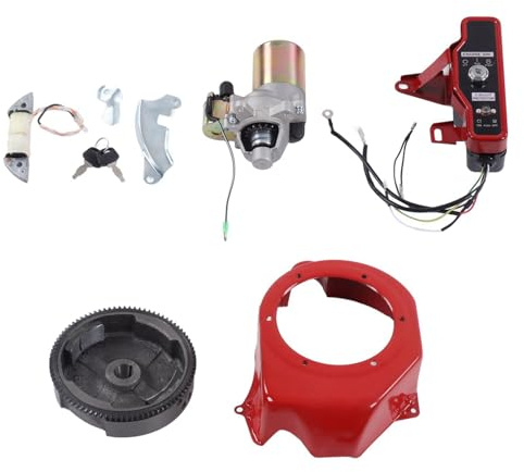 Nosqew Elektrostarter-Kit GX160 2 KW 3 KW Hochleistungs-Startermotor-Kit mit Schwungrad, Elektrisch, Große Abdeckung Für 168 F 170 F Benzingenerator, Motorhacken, Wasserpumpen, Eisen,
